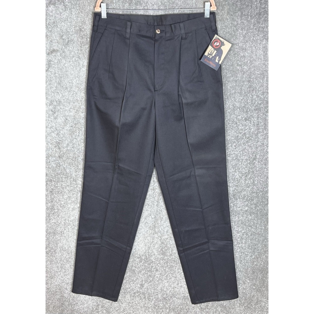 John Weitz Pleated Chino Pants Mens Size 34x34 Black Cotton Pockets Vintage New